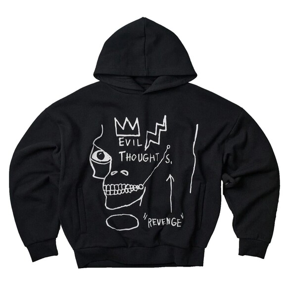 Reason Basquiat Hoodie Men’s Large Black White Evil Thoughts Graphic - Picture 14 of 16
